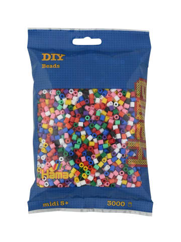 Hama Beutel mit 3000 Midi-Bügelperlen Vollton Mix 00 - 10 Farben - ab 5 Jahren