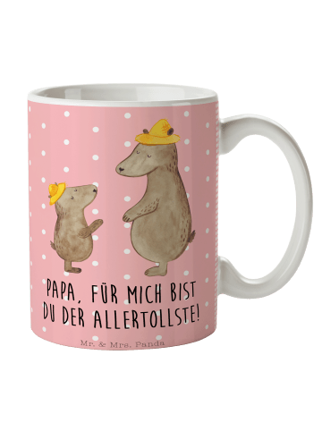 Mr. & Mrs. Panda Tasse Bären mit Hut mit Spruch in Rot Pastell