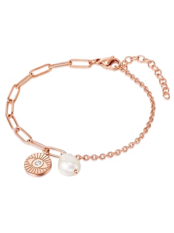 Valero Pearls Armband Edelstahl roségold Süßwasser-Zuchtperle weiß Preciosa weiß in roségold