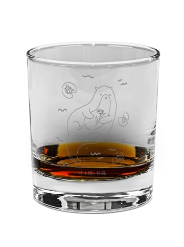 Mr. & Mrs. Panda Whiskey Glas Otter Seerose ohne Spruch in Transparent