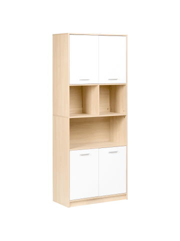 Beliani Bücherregal ZEHNA in Braun/Weiß - (W) 80 x (H) 197 x (L) 40 cm