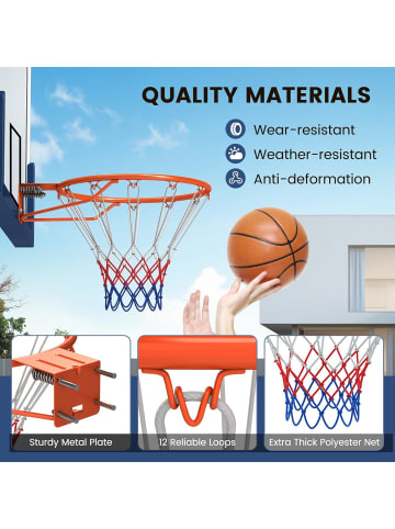 COSTWAY Ø45cm Basketballkorb für Wandmontage in Orange