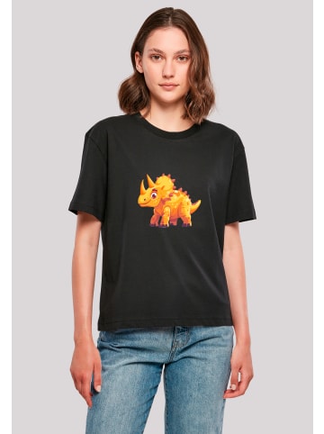 F4NT4STIC Tee Süßer Triceratops Dinosaurier in schwarz