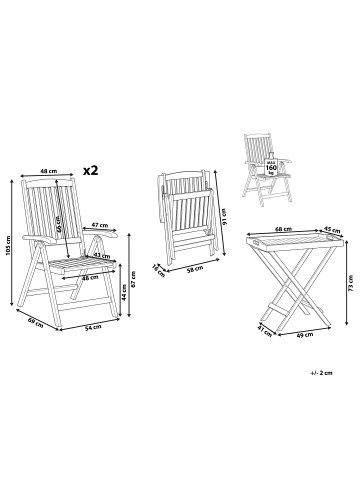 Beliani 3-tlg Bistro Set JAVA in Braun