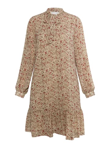 Usha Damen Midikleid Mit Floralem Print in Creme Mehrfarbig