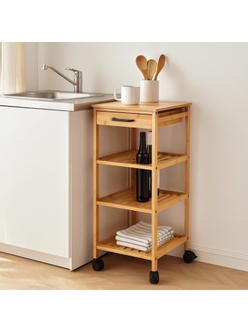 Excellent Houseware Bambus Küchenwagen FERO in Braun, (B) 30 x (H) 73 x (L) 30 cm