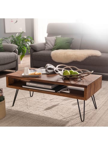 KADIMA DESIGN Couchtisch 100x40x50 cm Massivholz / Metall Sofatisch,