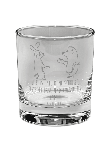 Mr. & Mrs. Panda Whiskey Glas Hase Igel mit Spruch in Transparent