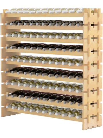 COSTWAY Weinregal Holz stapelbar 120 x 29 x 106 cm in Hellbraun