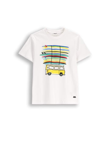 MOKIDA Baumwoll-T-Shirt mit kurzen Ärmeln in weiß