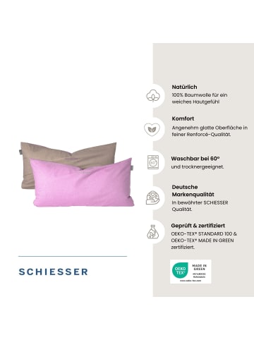 Schiesser Renforcé-Kissenhüllen Doubleface in Rosé-Silber