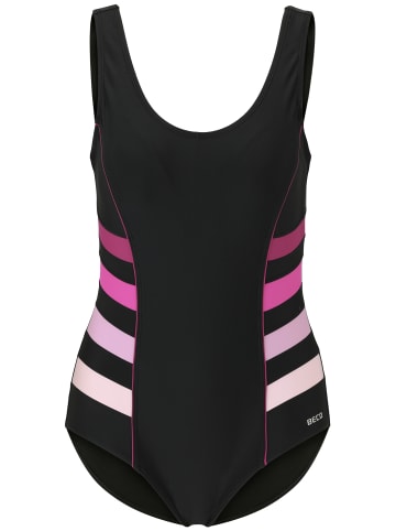 BECO the world of aquasports Badeanzug Dynamic Stripes in schwarz-magenta