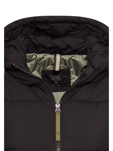 Camel Active Steppmantel mit verstellbarem Saum und fester Kapuze in Schwarz