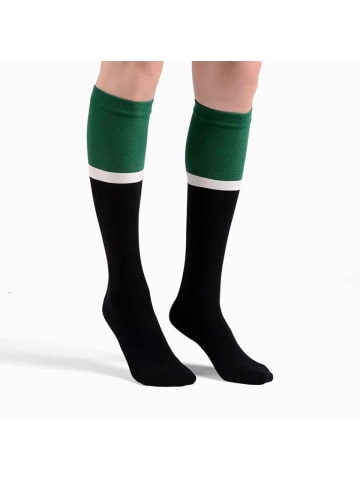 MUNADUNA 3er-Pack lange Farbblock Socken in Blau