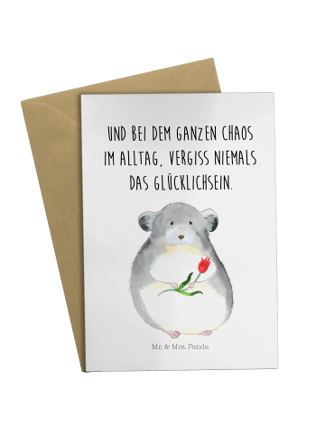 Mr. & Mrs. Panda Beileidskarte Chinchilla Blume mit Spruch in Weiß