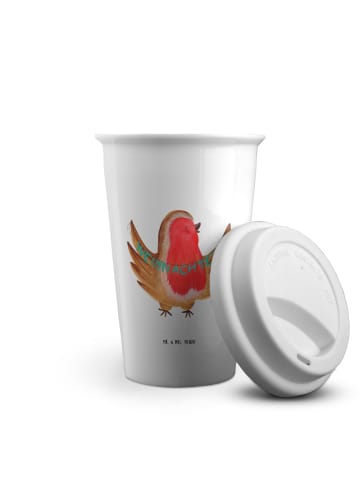 Mr. & Mrs. Panda Kaffeebecher To Go Rotkehlchen Weihnachten ohne... in Weiß