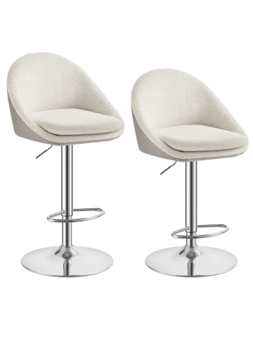 VASAGLE 2er-Set: Barhocker Lenna in Cremeweiß- (B)50 x (H)(84-98.5) x (T)55 cm