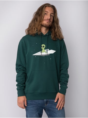wat? Apparel Sweatshirt Alien on a paper plane in Glazed Green