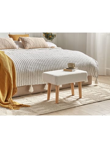 Beliani Hocker TAKOMA in Weiß/Braun - (W) 50 x (H) 35 x (L) 30 cm