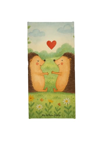 Mr. & Mrs. Panda Badehandtuch Igel Liebe Design ohne Spruch in Grau Pastell