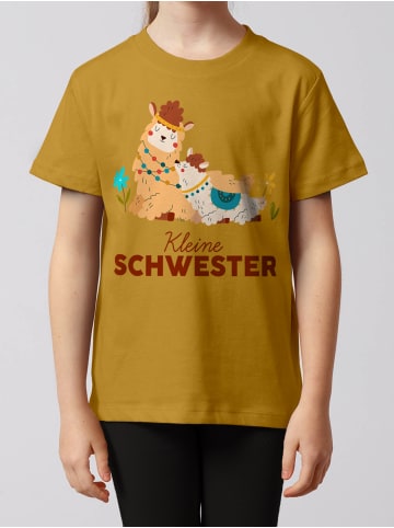 wat? Apparel T-Shirt Lama Kleine Schwester in Ocker