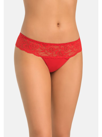 Teyli Damen Tanga mit floraler Spitze Comfo in rot