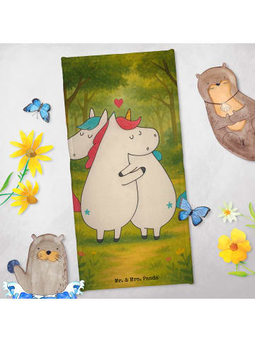 Mr. & Mrs. Panda Handtuch Einhorn Mitteilung Design ohne Spruch in Weiß