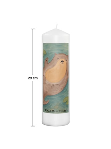 Mr. & Mrs. Panda Wachskerze Otter Umarmen Design ohne Spruch in Weiß