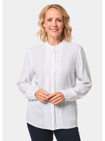 GOLDNER Bluse Bluse mit raffinierter Ausschnittlösung in weiß