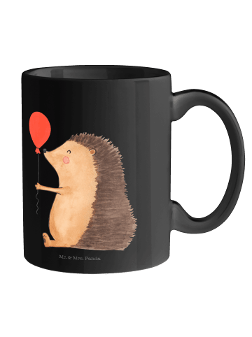 Mr. & Mrs. Panda Kaffeetasse Igel Luftballon ohne Spruch in Schwarz