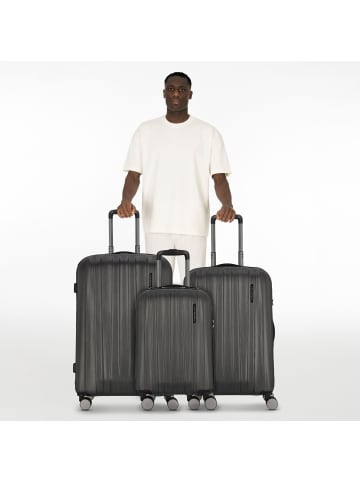 Polestream Moonrock 4 Rollen Kofferset 3-teilig mit Dehnfalte in black brushed