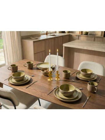 Beliani 16-tlg Tafelservice NUTMEG in Beige/Grün