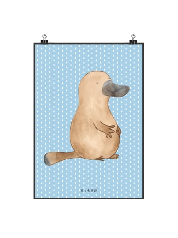 Mr. & Mrs. Panda Poster Schnabeltier Mut ohne Spruch in Blau Pastell