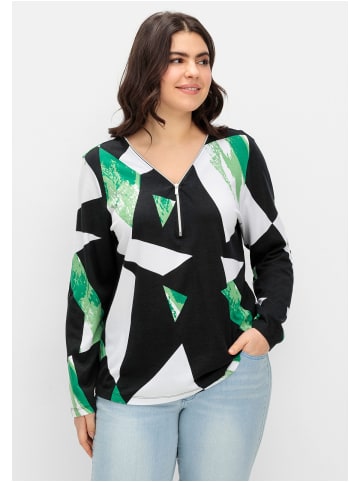 sheego Langarmshirt in schwarz gemustert