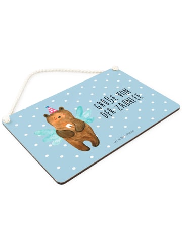 Mr. & Mrs. Panda Schild Bär Zahnfee mit Spruch in Blau Pastell