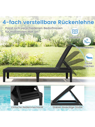 COSTWAY Sonnenliege mit Verstellbarer Rückenlehne in Schwarz