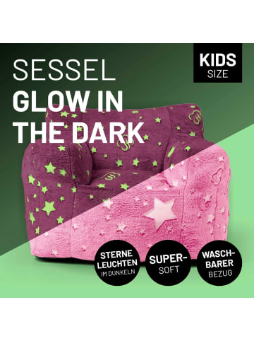 Lumaland Kindersitzsack Glow in the dark pink vakuumiert Pink