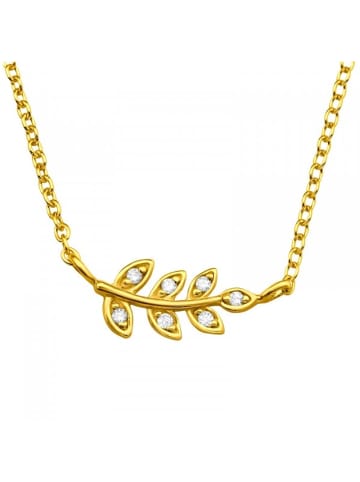 Alexander York Kette mit Anhänger LEAF MIT ZIRKONIA in Gold aus 925 Sterling Silber, 2-tlg.