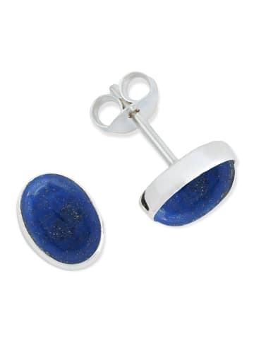 mantraroma 925er Silber - Ohrstecker (L) 8 x (B) 6 mm mit Lapis Lazuli