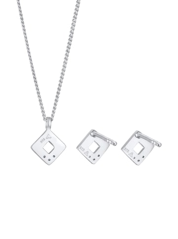 Elli DIAMONDS  Schmuckset 925 Sterling Silber Diamant, Geo in Silber