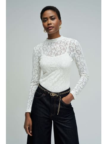 Salsa Jeans Langarmshirt Lace Long Sleeve in Light Beige