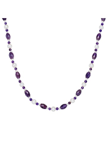 Valero Pearls Kette Süßwasser-Zuchtperle weiß Amethyst in weiß