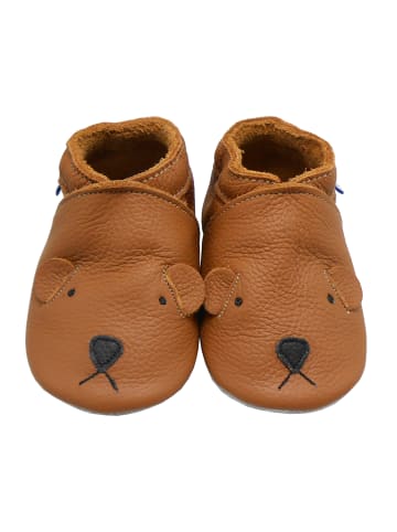 Yalion Leder-Krabbelschuhe "Bären" in Braun
