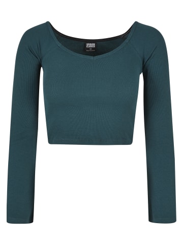 Urban Classics Urban Classics Damen Ladies Short Rib Wide V-Neck Longsleeve in jasper