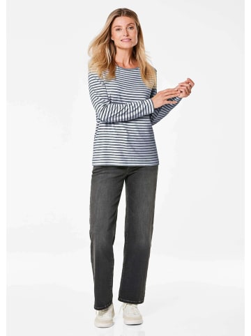 GOLDNER Ringelshirt mit U-Boot-Ausschnitt in marine / cremeweiß / geringelt