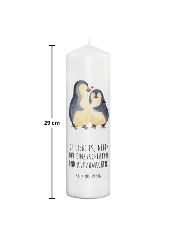 Mr. & Mrs. Panda Trauerkerze Pinguine Einschlafen mit Spruch in Weiß