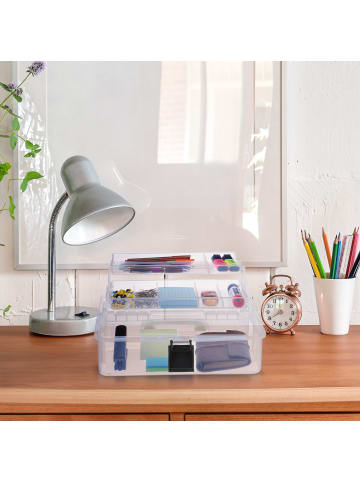 relaxdays Aufbewahrungsbox in Transparent/ Schwarz - (B)33 x (H)14,5 x(T)19 cm
