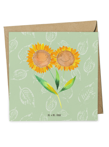 Mr. & Mrs. Panda Deluxe Karte Blume Sonnenblume ohne Spruch in Blattgrün