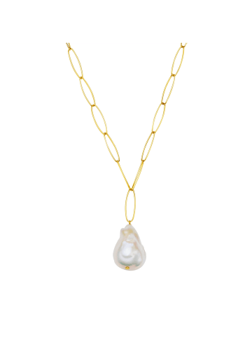Valero Pearls Perlen-Kette Sterling Silber Süßwasser-Zuchtperle in gelbgold