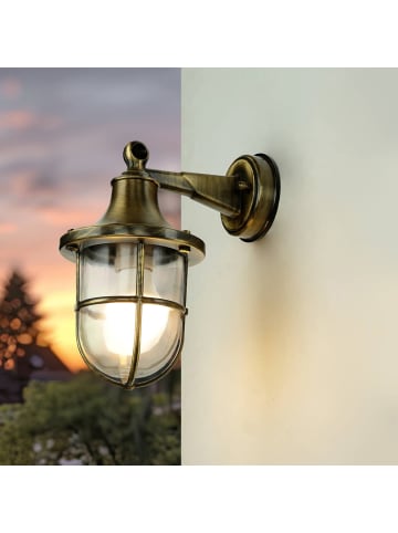 Licht-Erlebnisse Außen Wandlampe (B)14 x (H)27 cm in Messing AntikMessing Antik